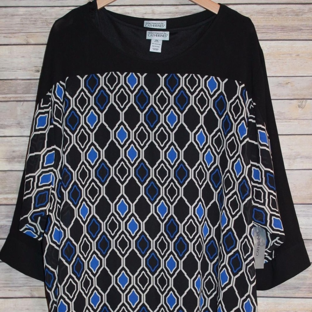 Catherines Geometric Long Tunic Dress 2X HW1468